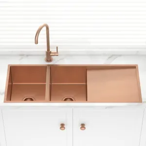 1160x460x230mm Rose Gold 1.2mm Handmade Top/Undermount Double Bowls Kitchen Sink