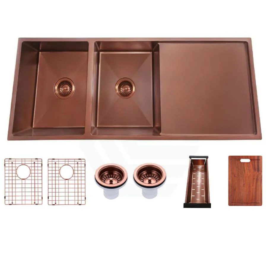 1160x460x230mm Rose Gold 1.2mm Handmade Top/Undermount Double Bowls Kitchen Sink