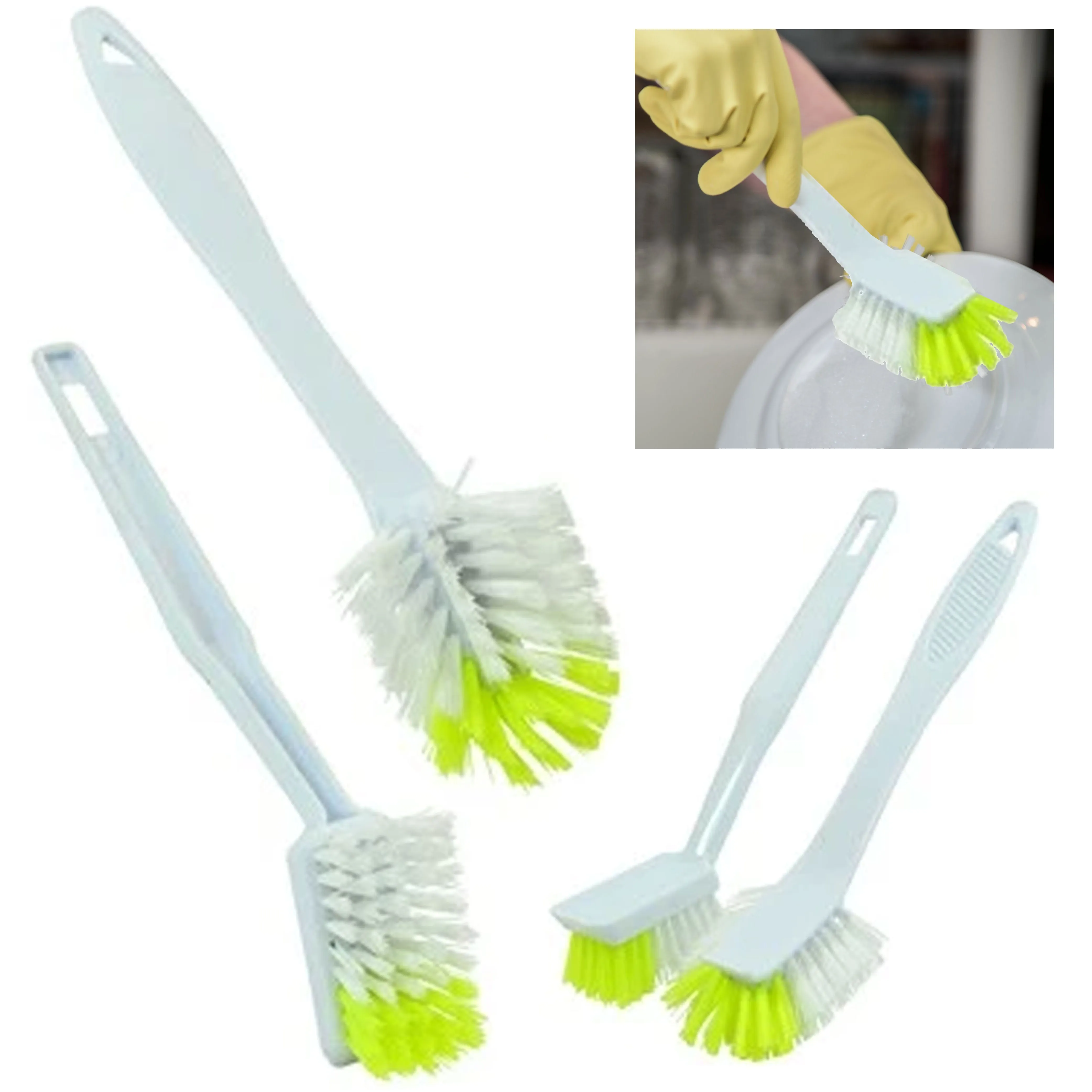 2 Pc Kitchen Scrub Dish Brush Set Vegetable Wash Assorted Scrubber Cleaner 10"