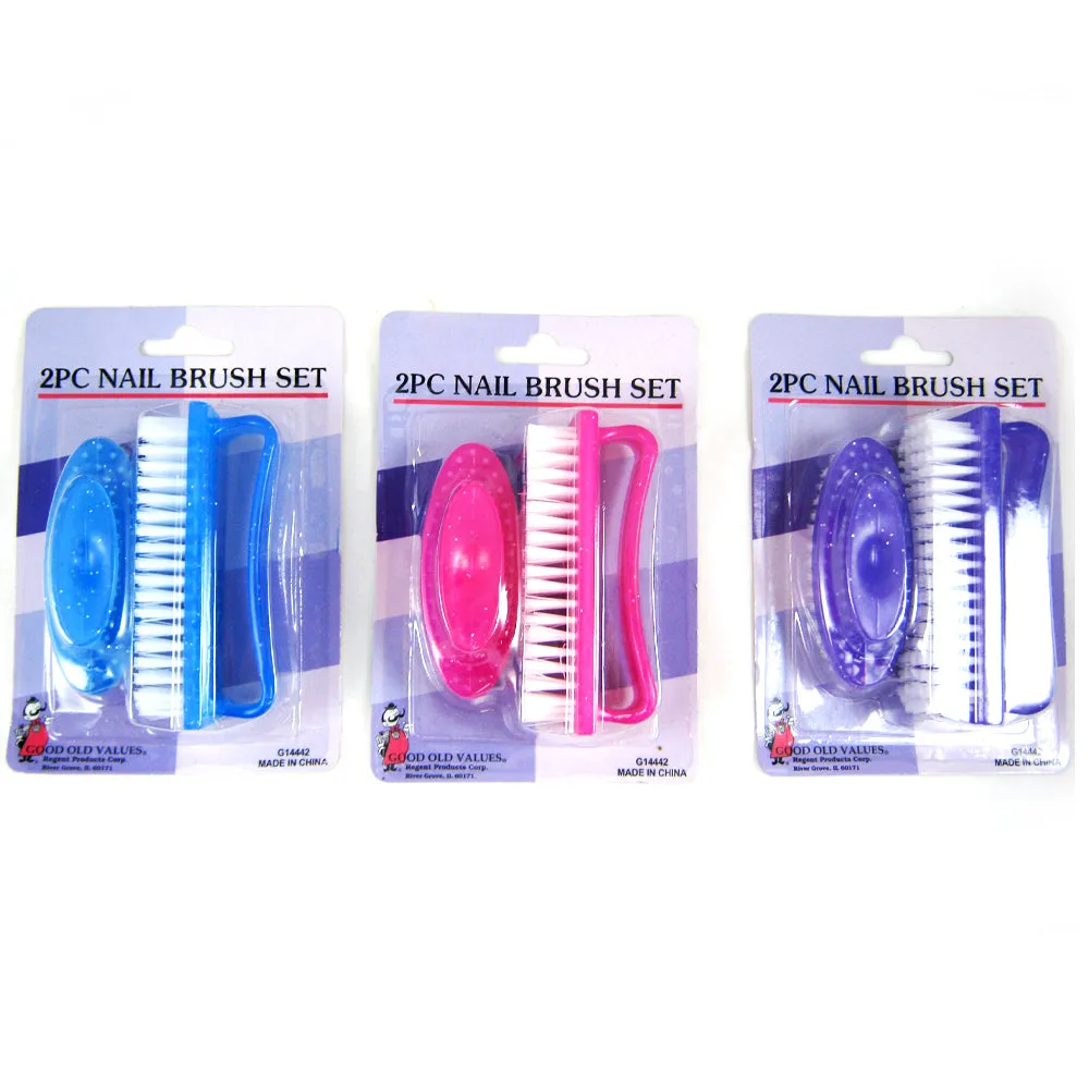 2 Pc Nail Cleaning Brush Set Manicure Pedicure Fingernail Salon Tool Bath Shower
