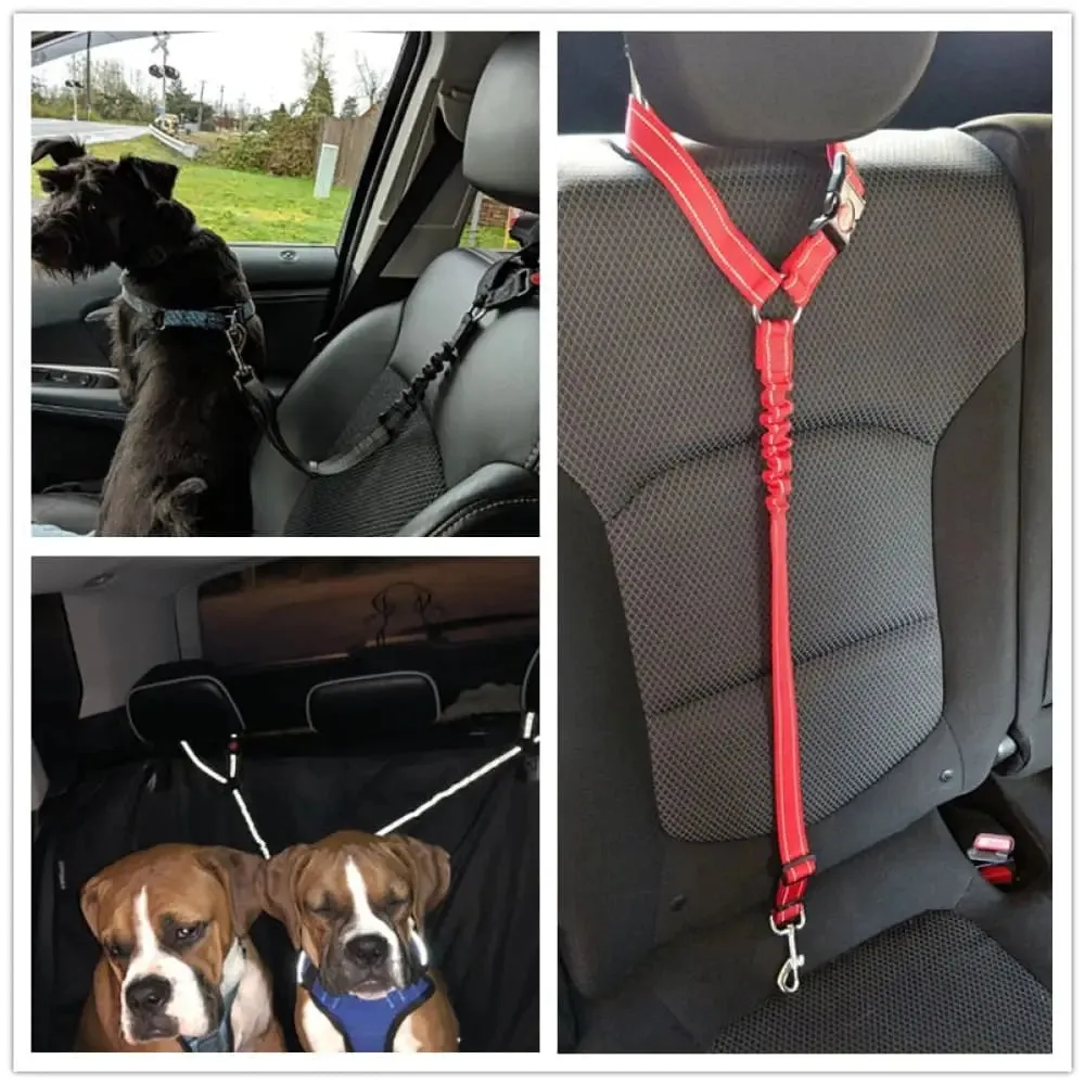Adjustable Reflective Elastic Headrest Restraint Pet Vehicle Safety Belt for Dogs