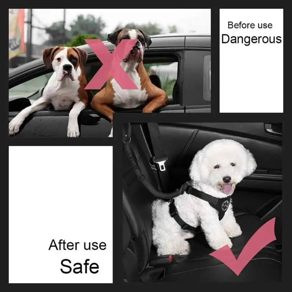 Adjustable Reflective Elastic Headrest Restraint Pet Vehicle Safety Belt for Dogs