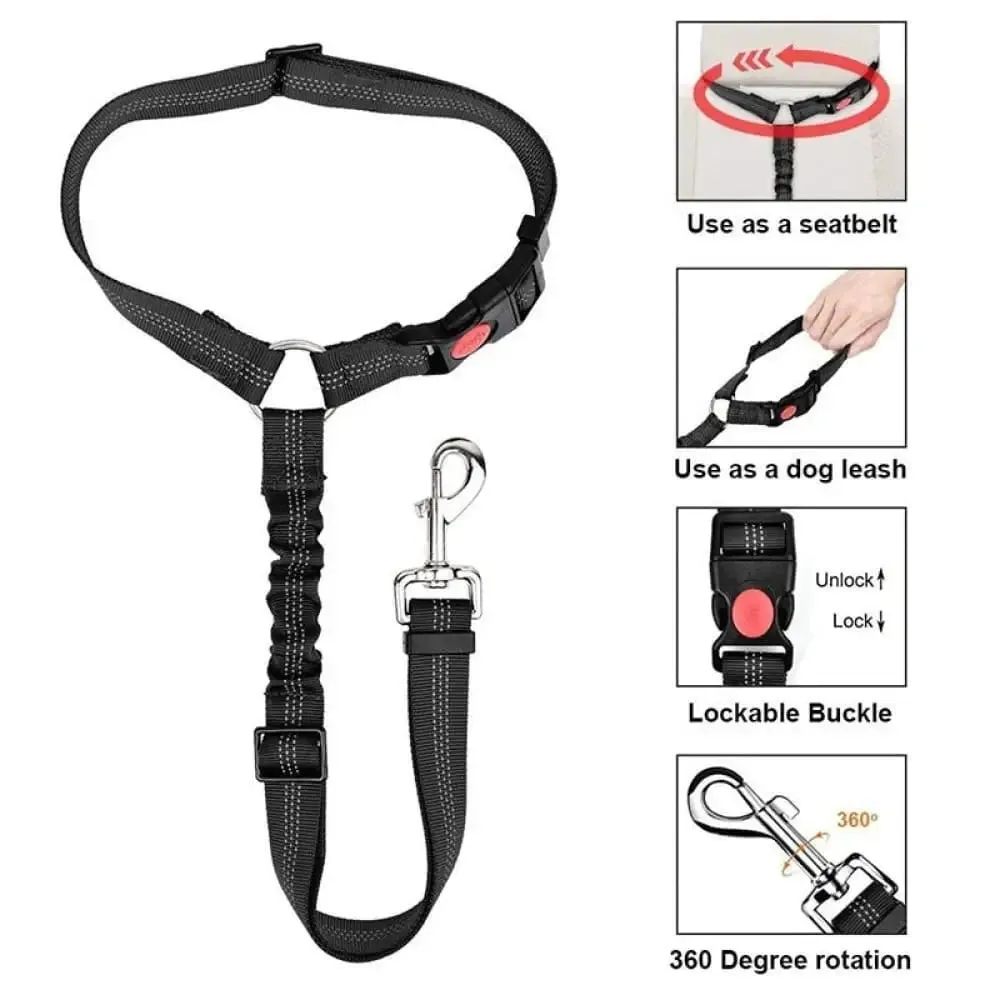 Adjustable Reflective Elastic Headrest Restraint Pet Vehicle Safety Belt for Dogs
