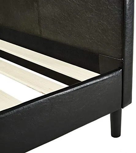 Amazon Basics Faux Leather Upholstered Platform Bed Frame with Wooden Slats, Twin
