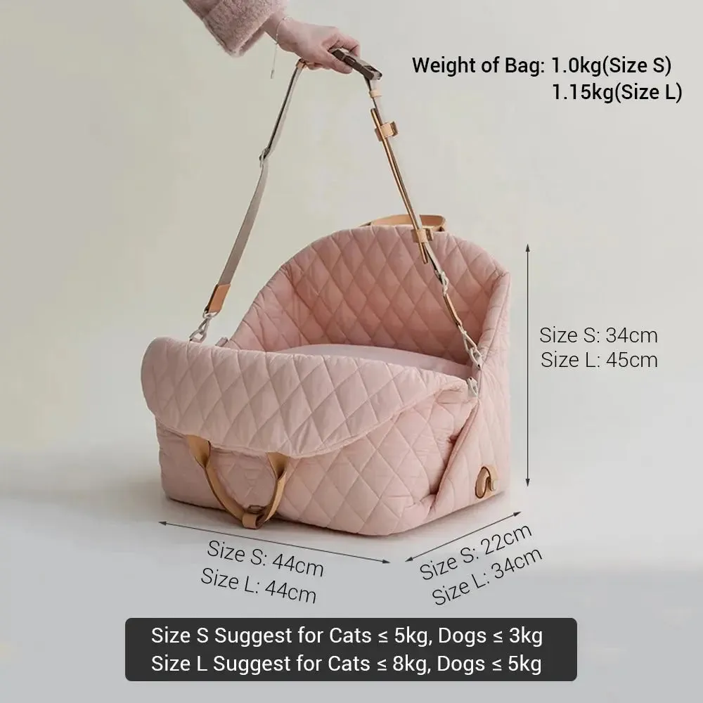 Anniepaw Luxury Dog Carrier Car Seat Handbag Portable Washable Travel Bed with Seat Belt