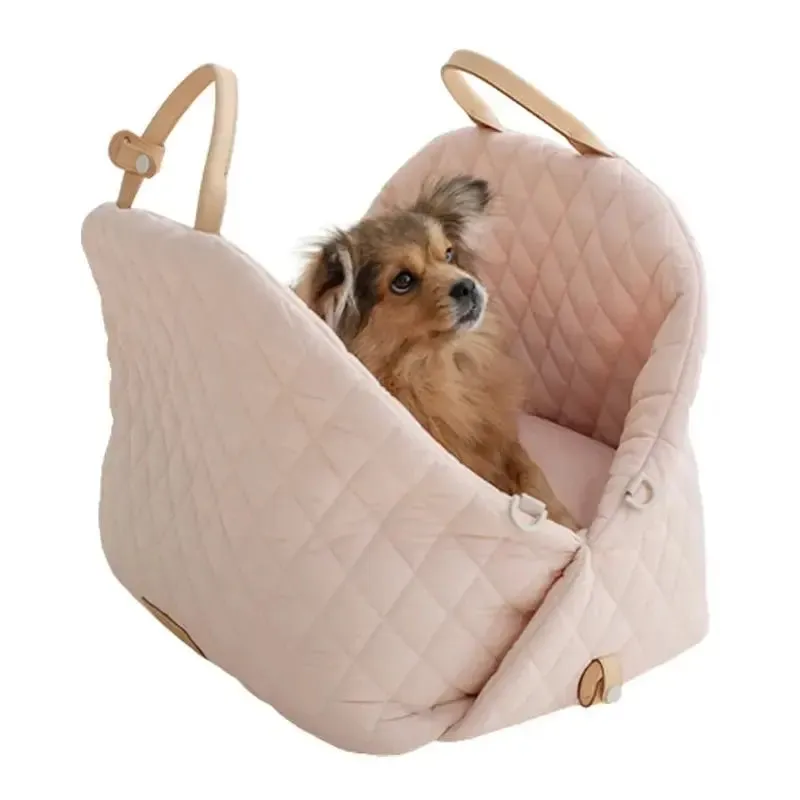 Anniepaw Luxury Dog Carrier Car Seat Handbag Portable Washable Travel Bed with Seat Belt