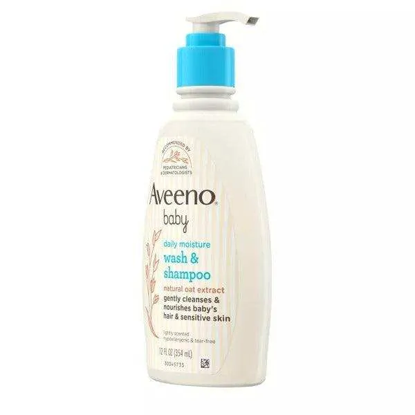 Aveeno Baby Daily Moisture Gentle Body Bath Wash & Shampoo, Oat Extract - 12oz