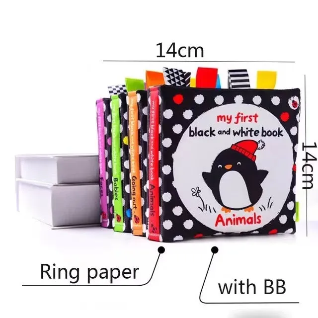 Baby High Contrast Educational Interactive Rattle Cloth Book Toys