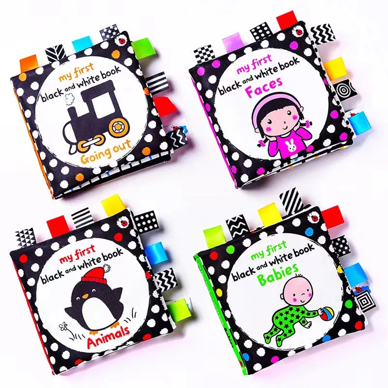 Baby High Contrast Educational Interactive Rattle Cloth Book Toys