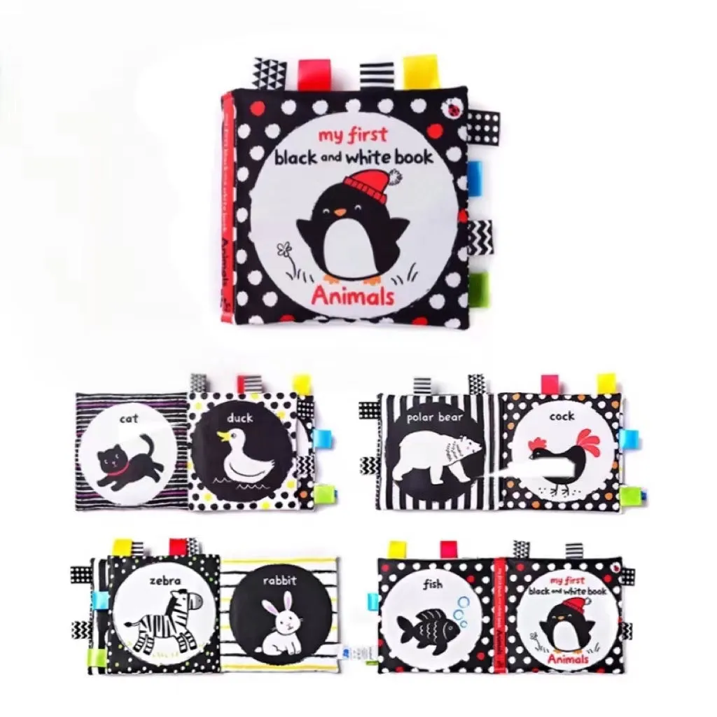Baby High Contrast Educational Interactive Rattle Cloth Book Toys