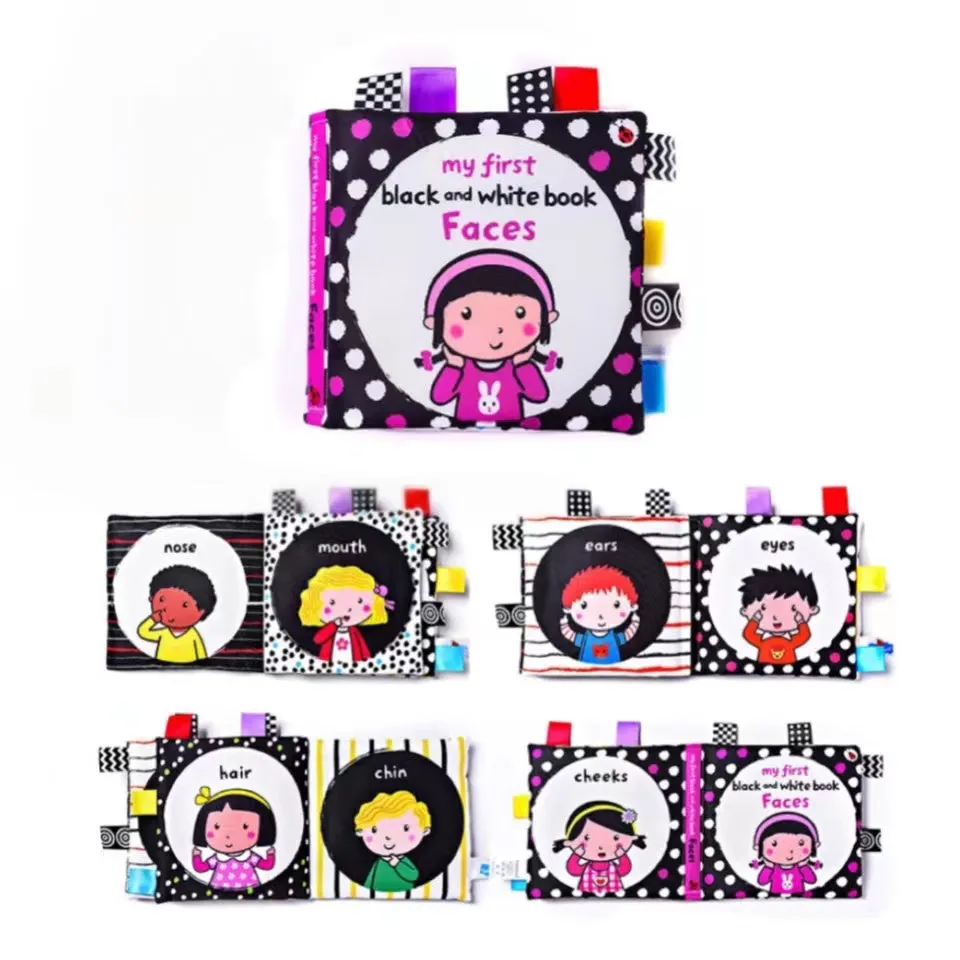 Baby High Contrast Educational Interactive Rattle Cloth Book Toys