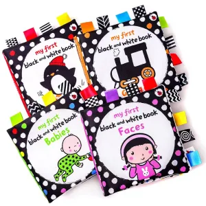 Baby High Contrast Educational Interactive Rattle Cloth Book Toys