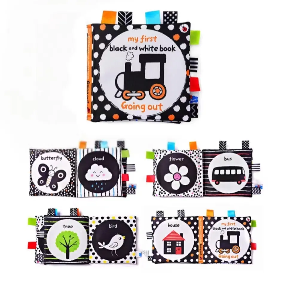 Baby High Contrast Educational Interactive Rattle Cloth Book Toys