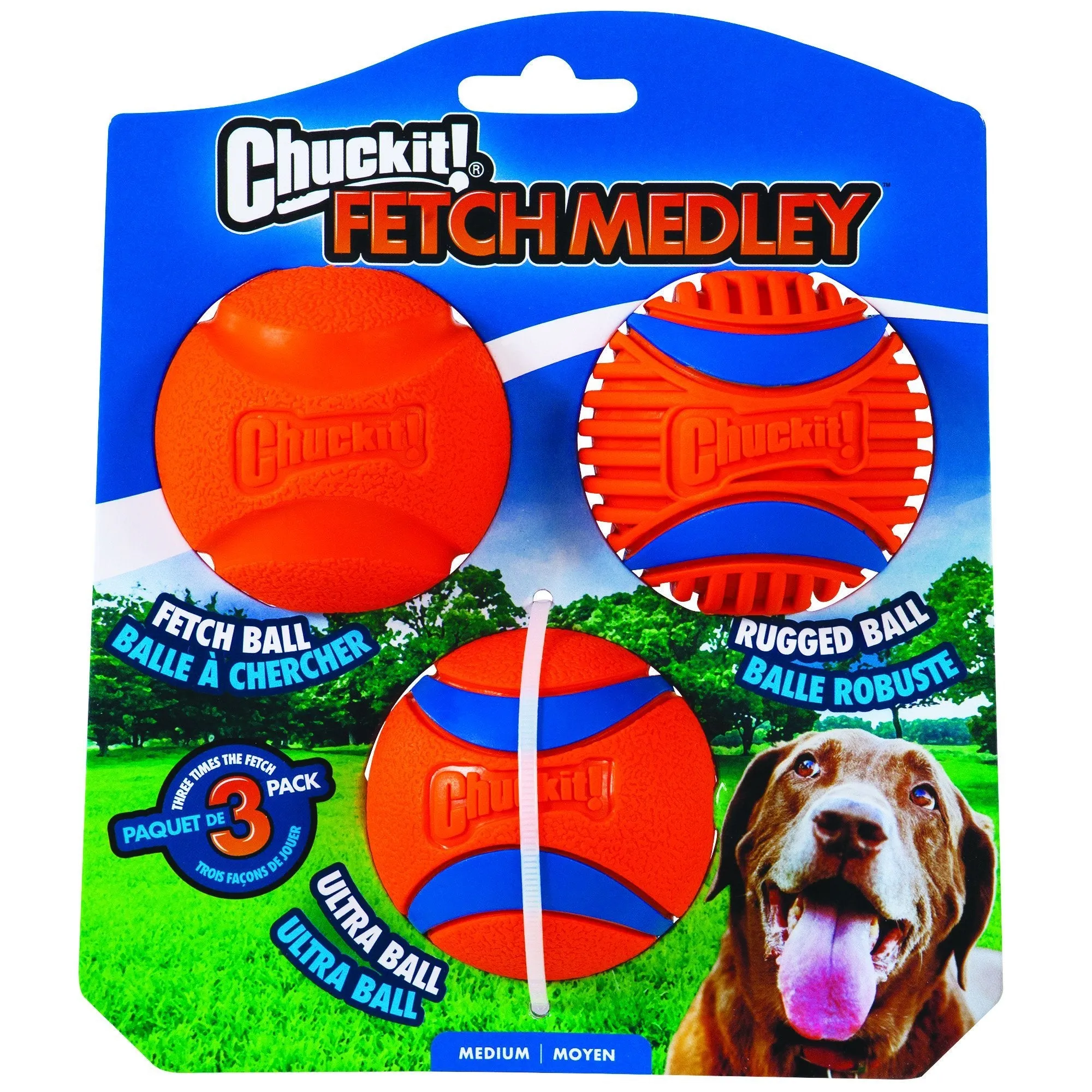 Chuckit Fetch Medley Ball Gen 3 Medium Dog Toy Set