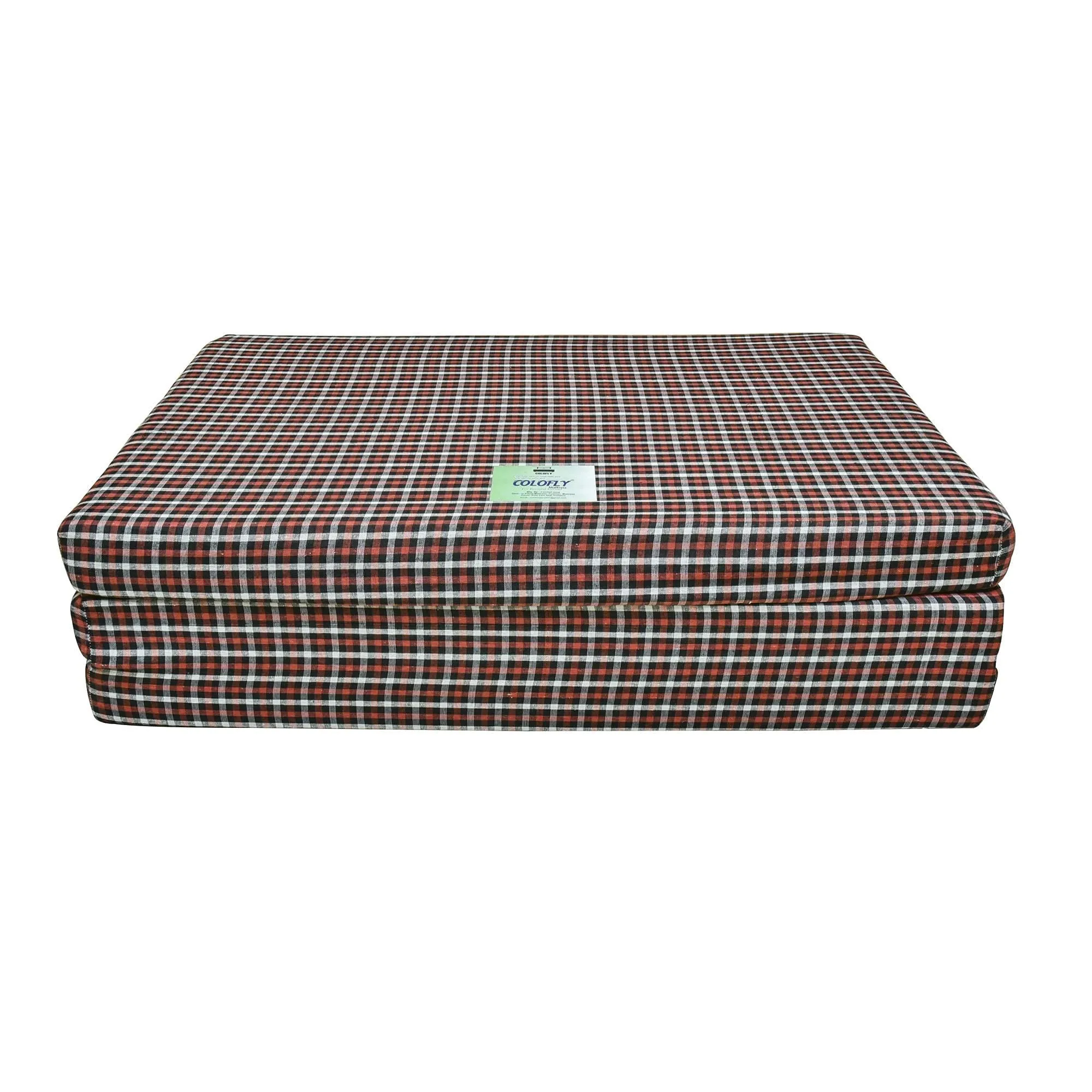 COLOFLY Foldable UHD Foam Three Fold Single Bed Reversible Mattress (Size - 72 x 35 x 3 Inches) Lightweight Gadda for Guests Travel Picnic - Red & White