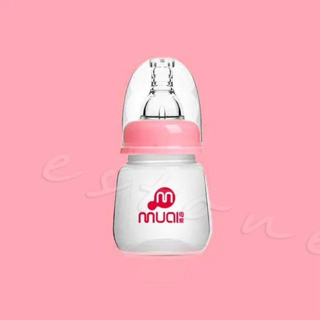 Cute Baby bottle Infant Newborn Cup Children Learn Feeding Drinking Handle Bottle kids Straw Juice water Bottle 80ML ER16162