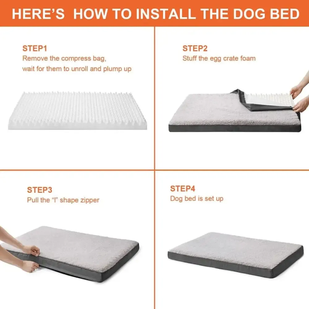 Durable Comfy Removeable Foam Pet Bed for Small, Medium, and Large Dogs