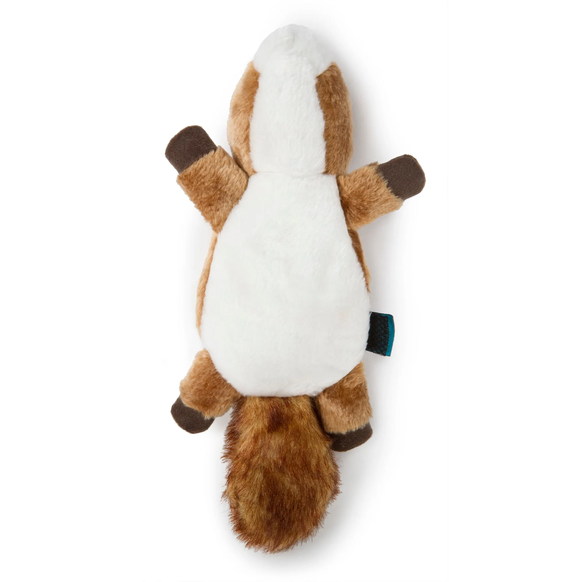 goDog Flatz Squirrel Squeaky Plush Flattie Dog Toy, Chew Guard Technology, Brown, Large