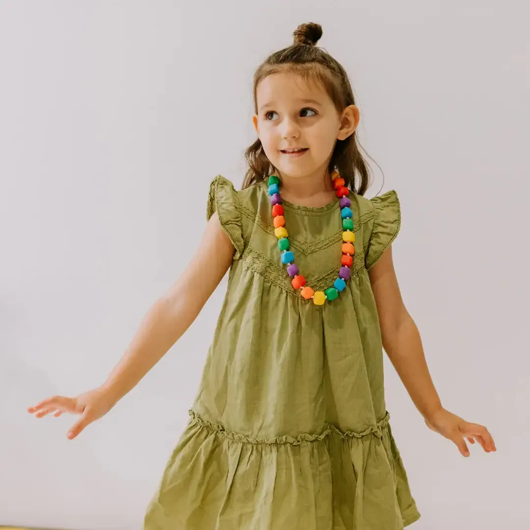 Kids Chew Pendants Necklace - Bright Rainbow