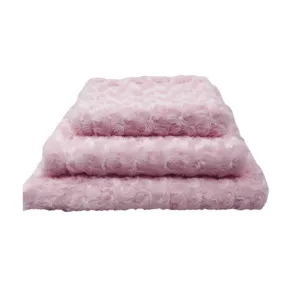 Minky Pet Blankets in Pink Rosette Pattern