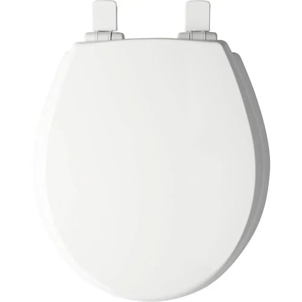 New - Kendall Never Loosens Round Enameled Wood Toilet Seat with Easy Clean and Slow