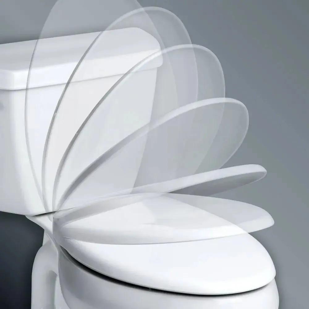 New - Kendall Never Loosens Round Enameled Wood Toilet Seat with Easy Clean and Slow