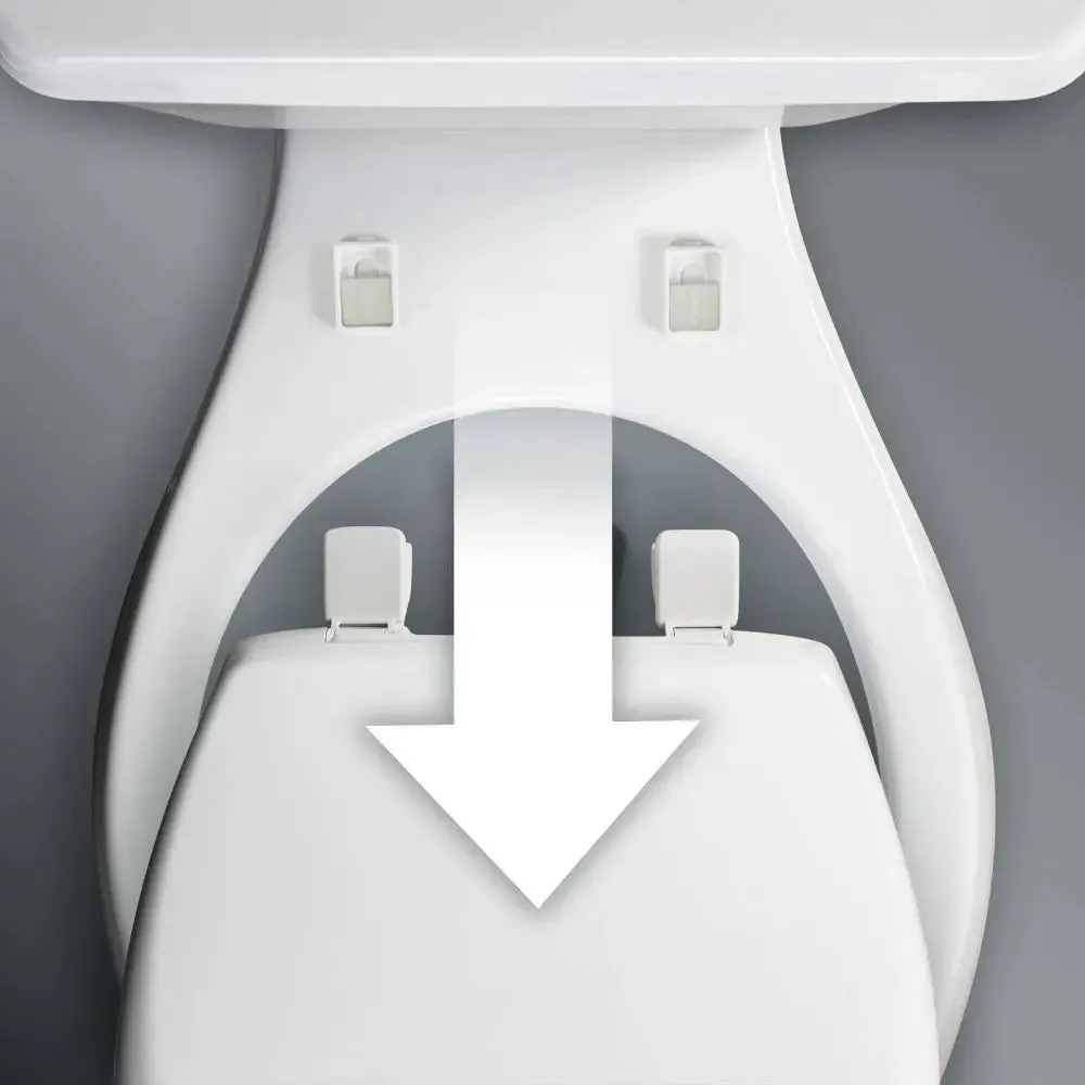 New - Kendall Never Loosens Round Enameled Wood Toilet Seat with Easy Clean and Slow