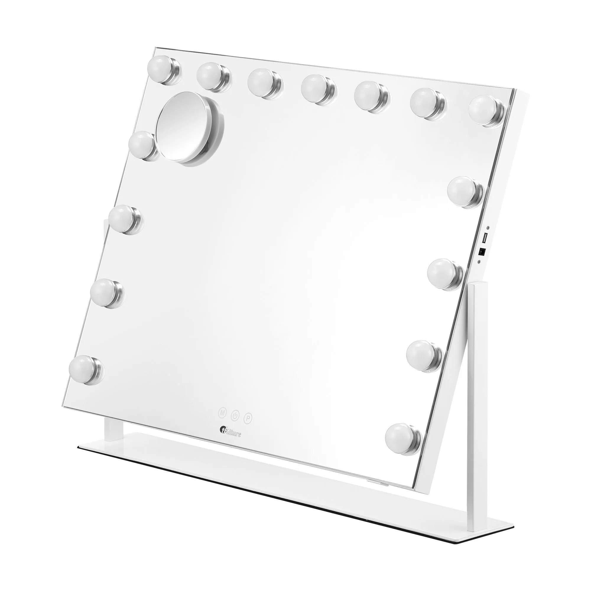 Oikiture Hollywood Makeup Mirrors LED Lights Bluetooth Rotation Vanity 58x46cm