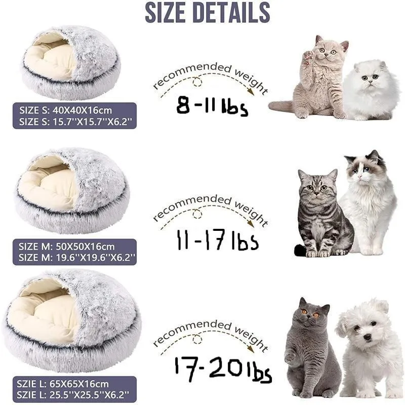 Plush Super Soft Sleeping Cat bed/Small Dog Warm Round Basket Beds