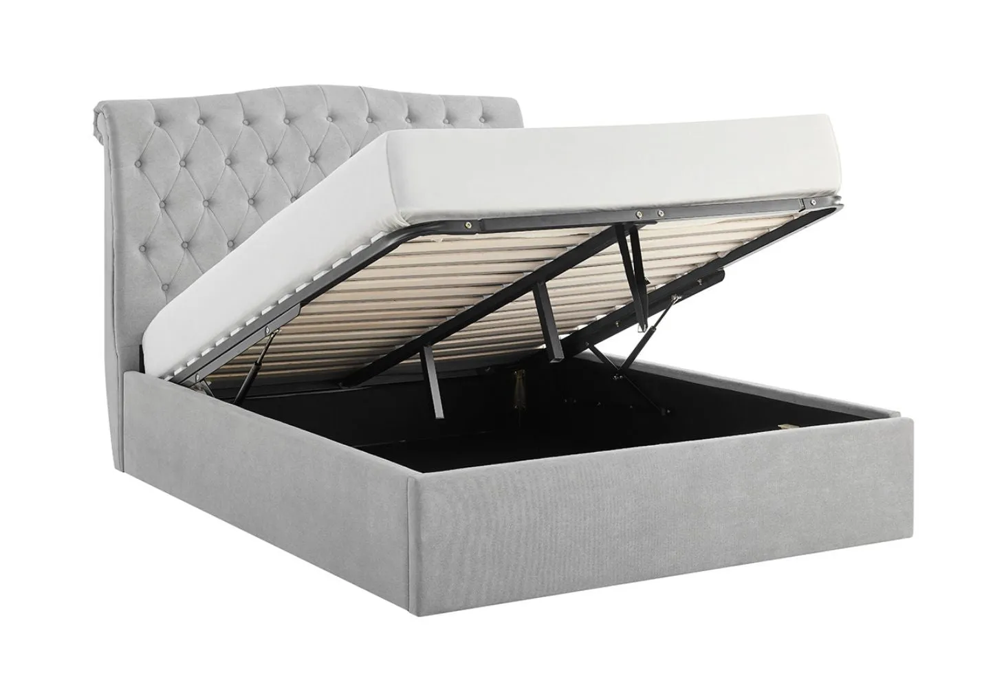 Rosa Storage Bedframe in Light Grey Range by Limelight - Light Grey