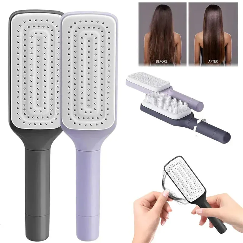 Rotatable Self-Cleaning Hair Brush  Anti-Static Scalp Massage Comb