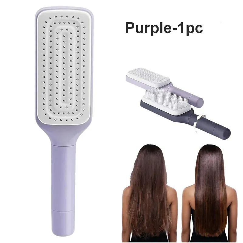 Rotatable Self-Cleaning Hair Brush  Anti-Static Scalp Massage Comb