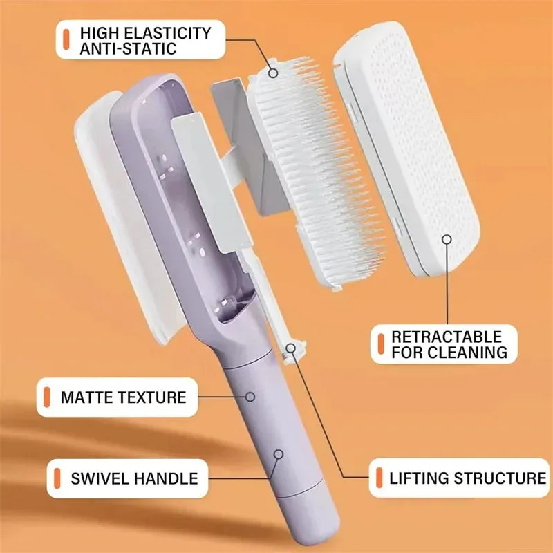 Rotatable Self-Cleaning Hair Brush  Anti-Static Scalp Massage Comb