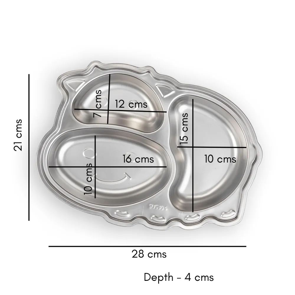 Stainless Steel Cow Lunch Plate