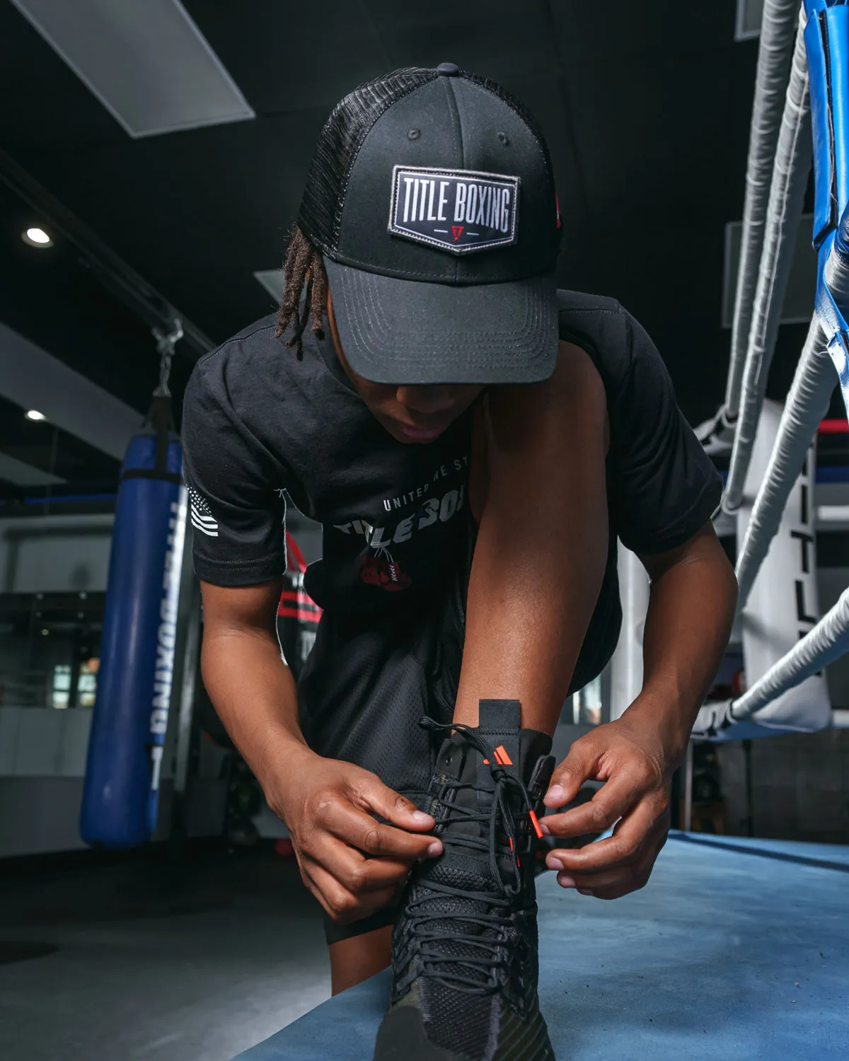 TITLE Boxing Banner Adjustable Mesh Snapback Cap